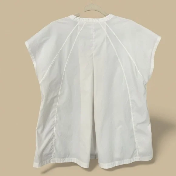 Athleta Cream Button-Down Cap Sleeve Shirt - Picture 2 of 7